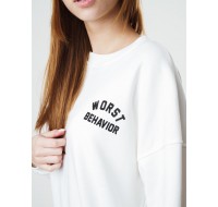  Bisiklet Yaka Behavior Yazı Baskılı Sweatshirt